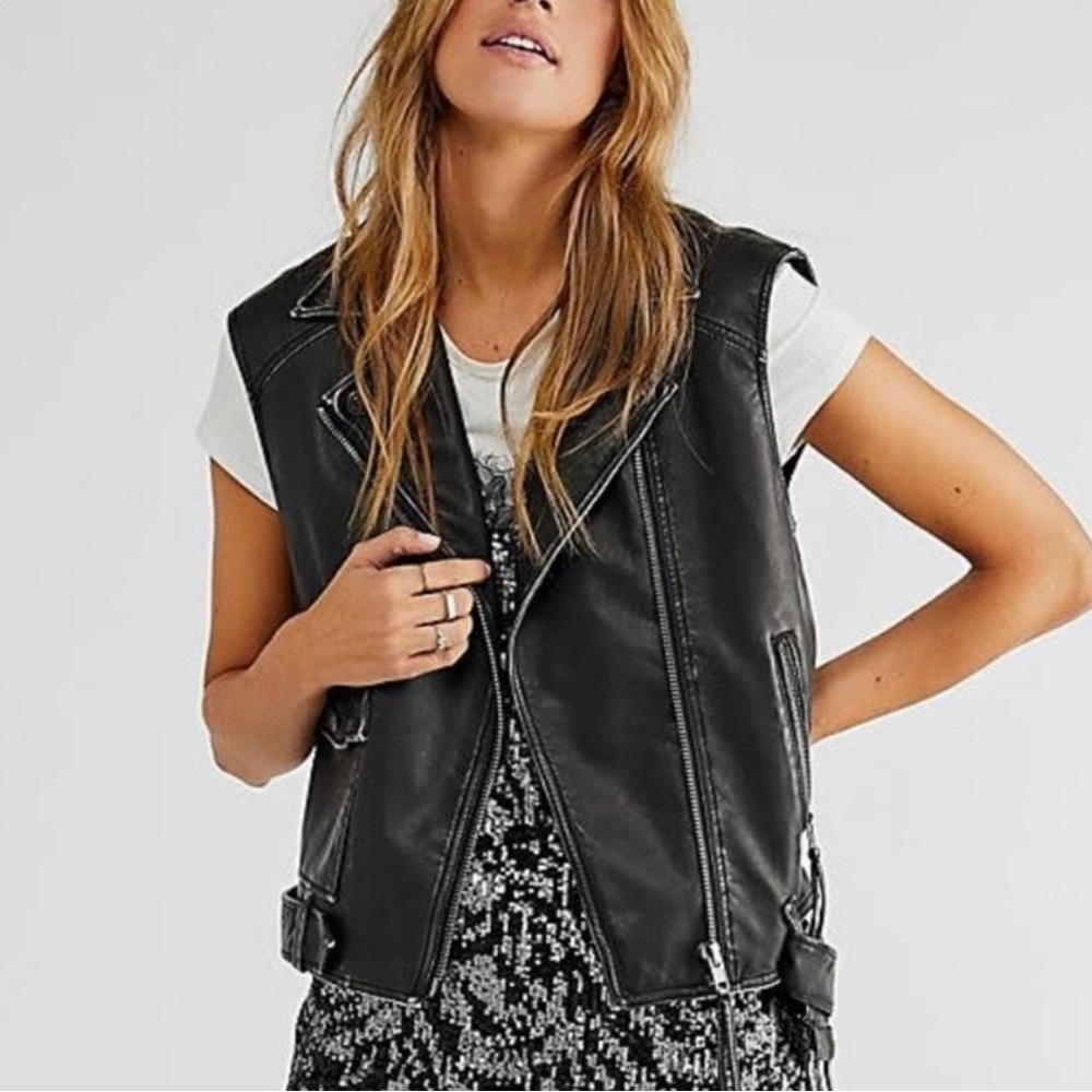 NWT Free People Faux Leather Vest
